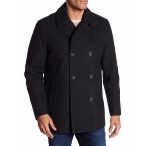 NAUTICA Charcoal Wool Blend Double Breast Peacoat